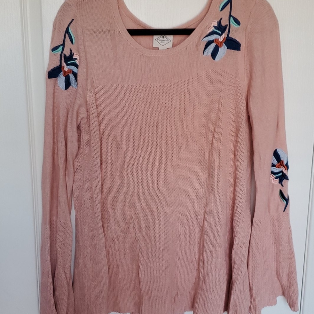 Peplum Sweater with Trumpet Sleeves
